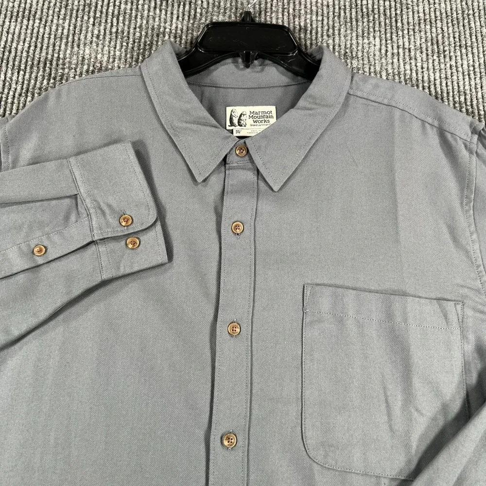 Marmot Fairfax Lightweight Flannel Shirt Mens 2XL XXL Gray Button Up Outdoor New